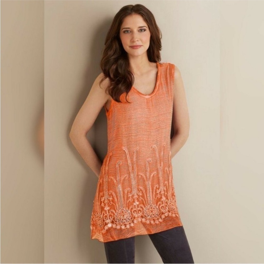Soft Surroundings silk tunic dress peach size S